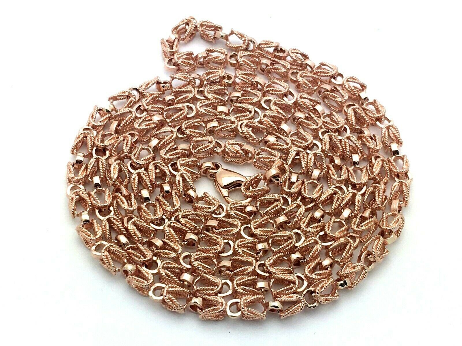 14k Rose Gold Handmade Turkish Link Chain Necklace 22" 5mm 41.5 grams - Rose,22"