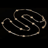 Italian 14k Yellow Gold Diamond Cut Flower Station Necklace 16.5" 4.7mm 2 grams