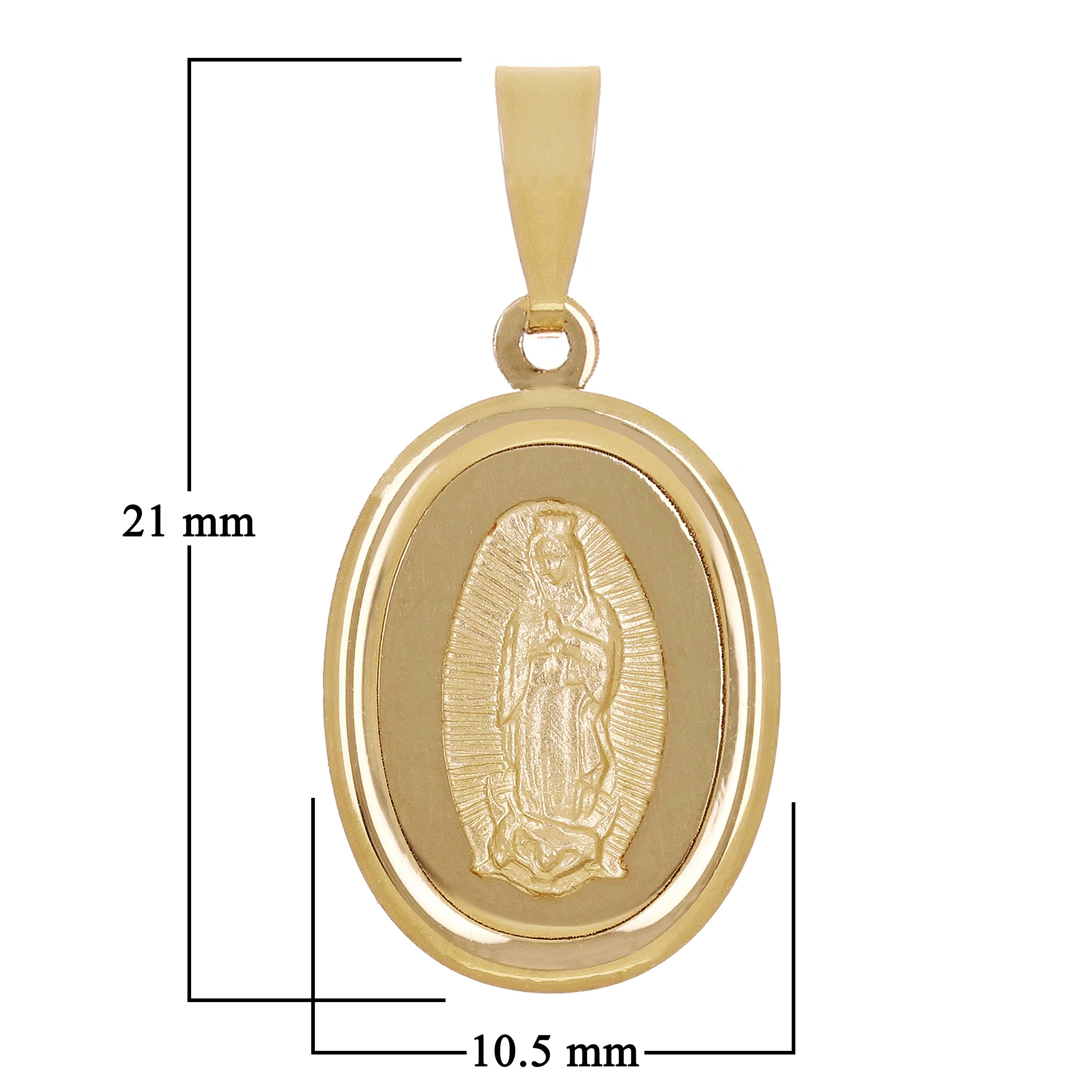 Italian 14k Yellow Gold Our Lady of Guadalupe Virgin Mary Charm Pendant 0.9 gram - Small