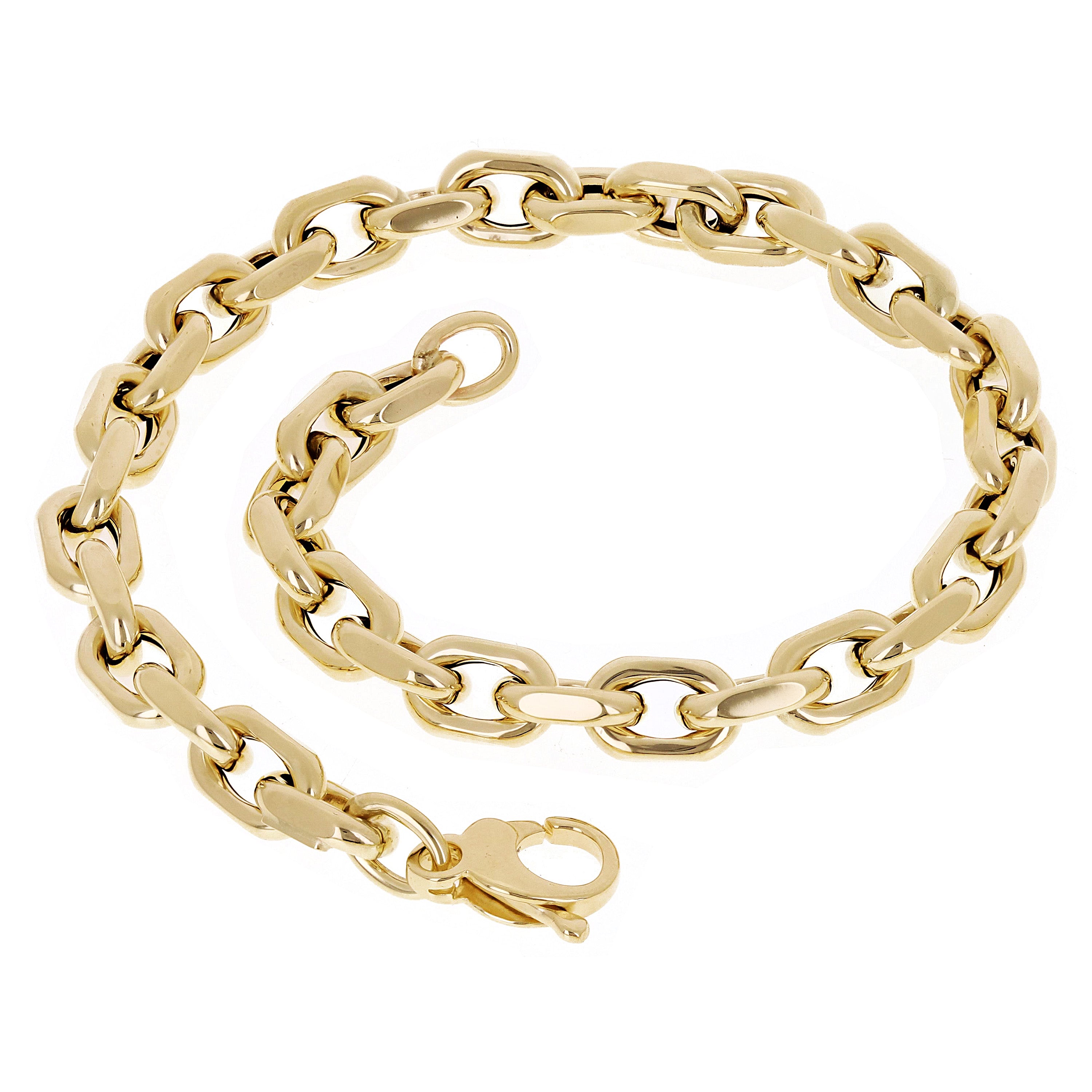 Italian 14k Yellow Gold Hollow Rectangle Link Chain Bracelet 8.5" 6 grams
