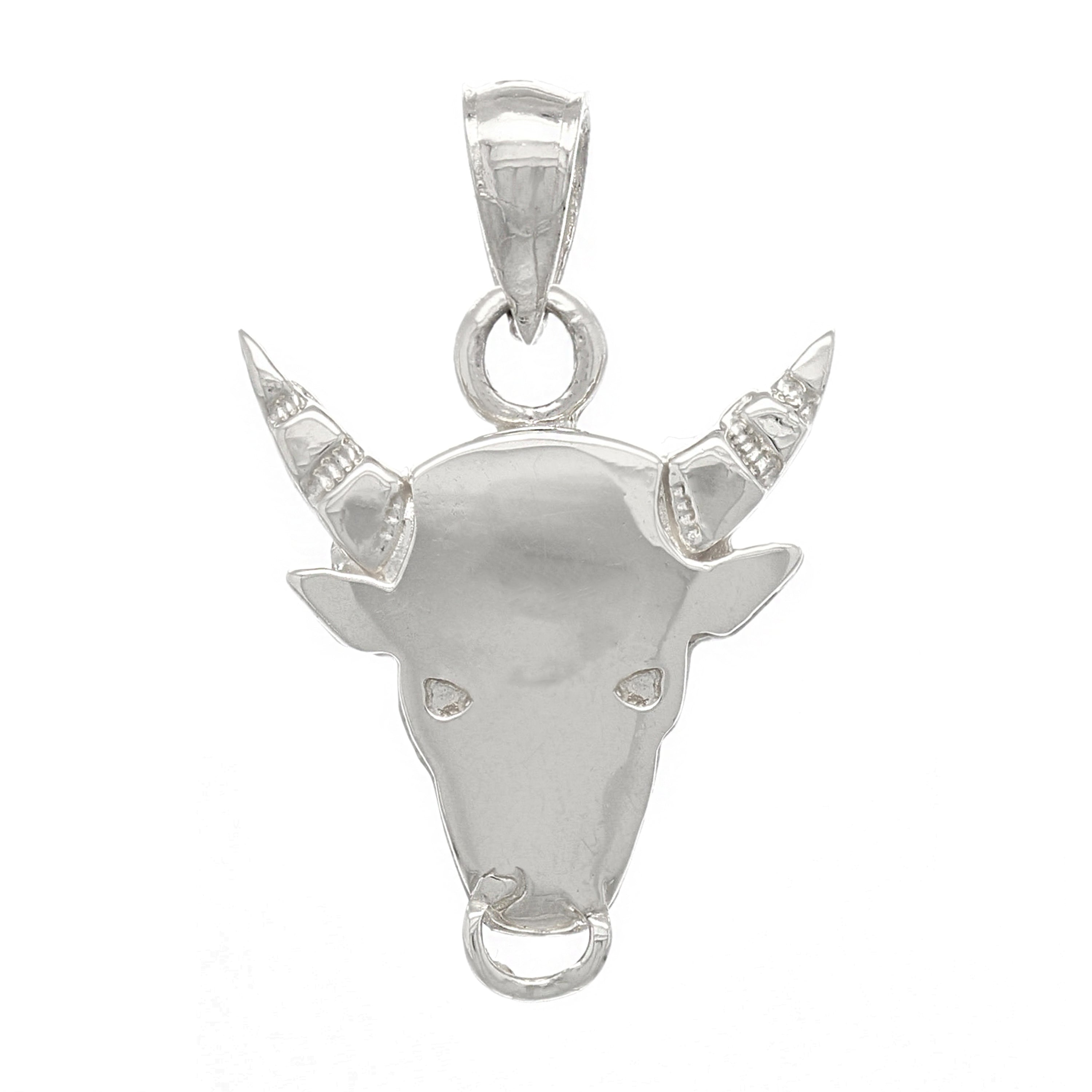 14k White Gold Bull Taurus Zodiac Sign Charm Pendant 3.7 grams - White