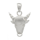 14k White Gold Bull Taurus Zodiac Sign Charm Pendant 3.7 grams - White