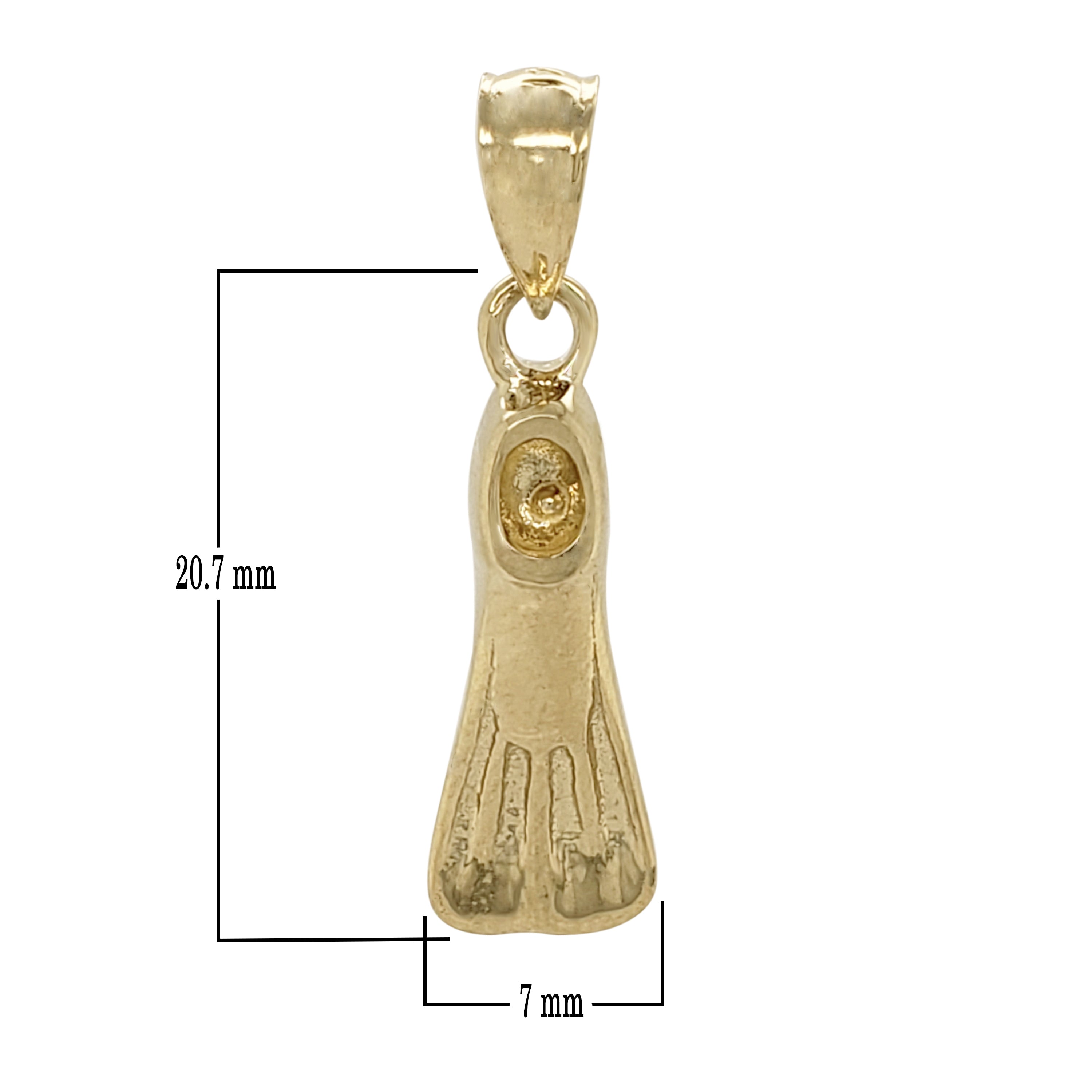 14k Yellow Gold Flipper Scuba Diving Snorkeling Charm Pendant 2.2 grams - Yellow