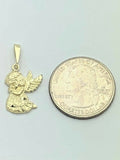 10k Yellow Gold Diamond Cut Praying Little Angel Charm Pendant 1.1" 1.6 grams