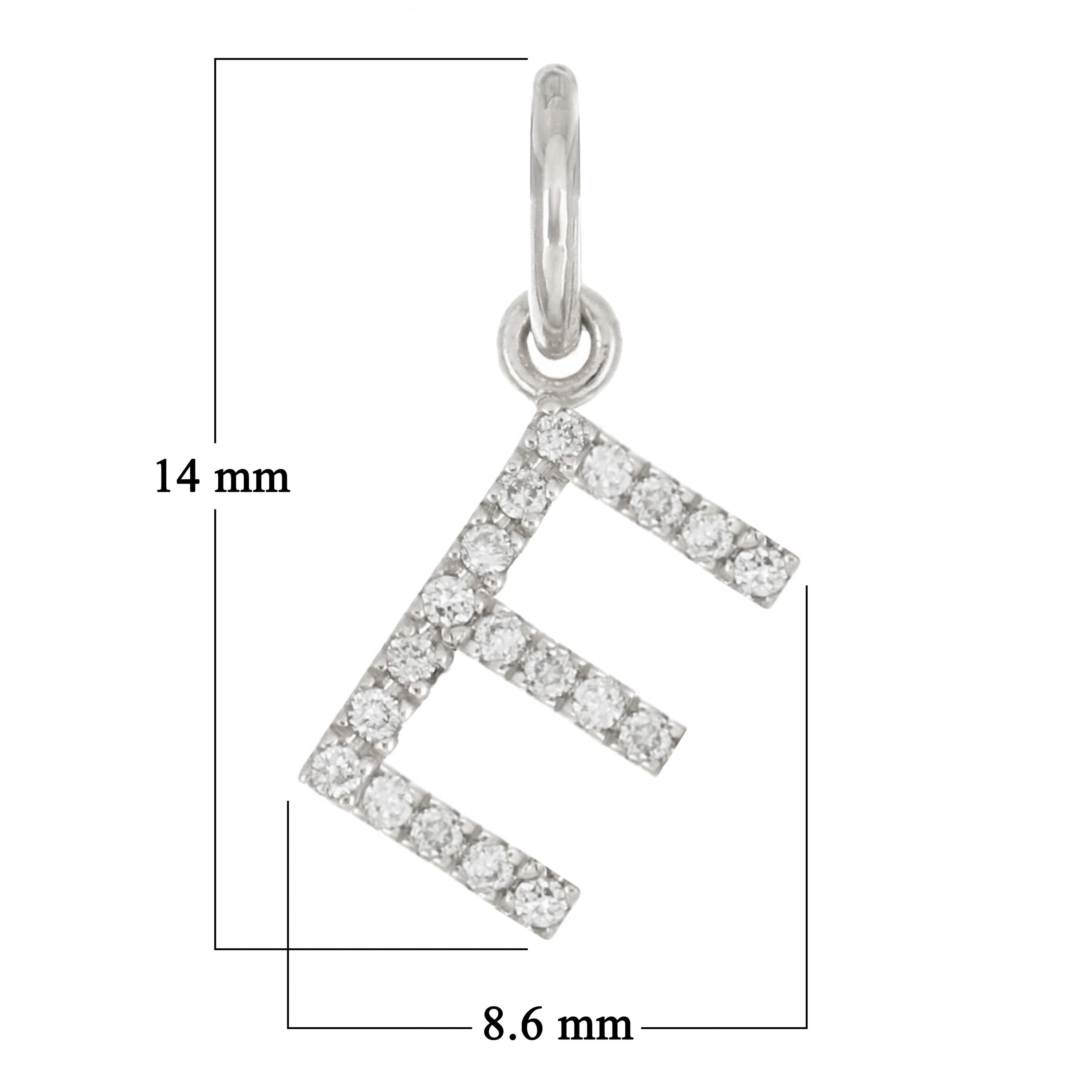 14k White Gold Diamond Initial Letter E Charm Pendant - Letter E,White