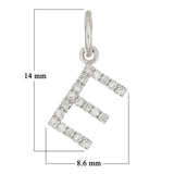 14k White Gold Diamond Initial Letter E Charm Pendant - Letter E,White