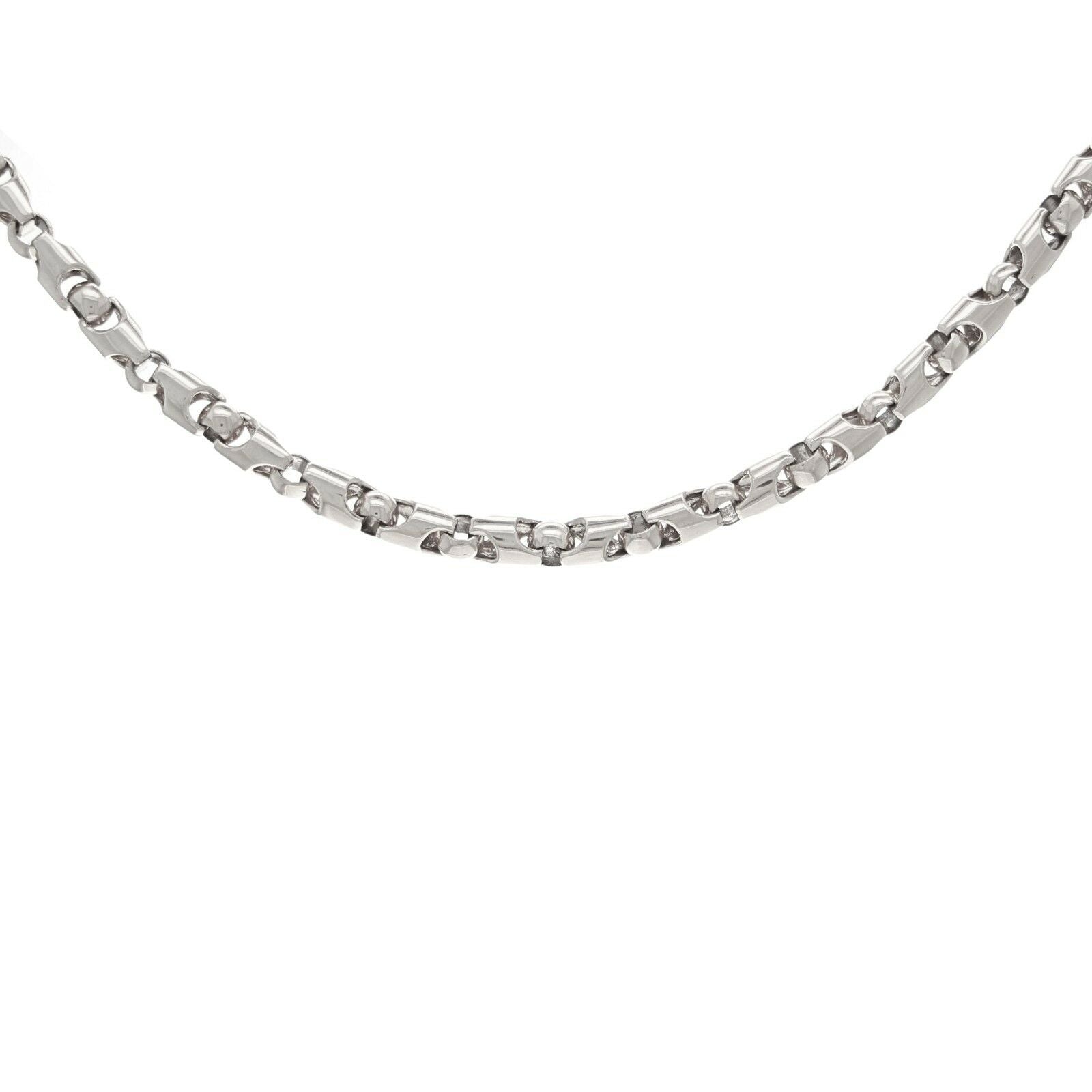 14k White Gold Handmade Fashion Link Necklace 28" 6mm - White,28"