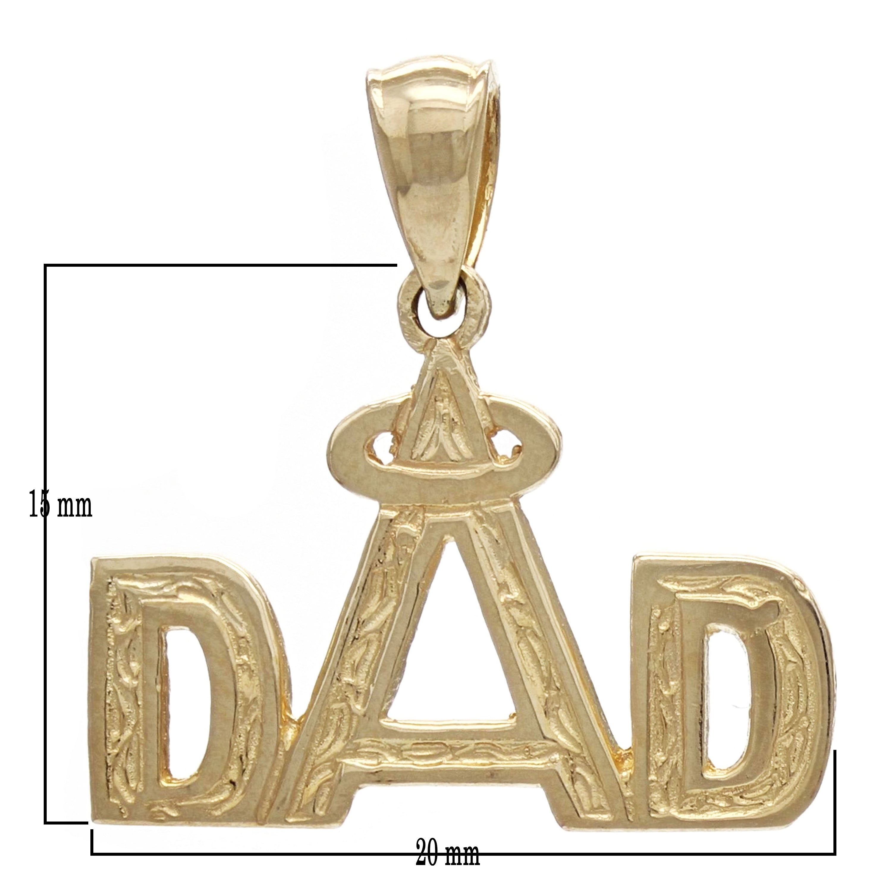 14k Yellow Gold Daddy DAD Charm Pendant Angel Halo Father's Day 1.3 grams - Yellow