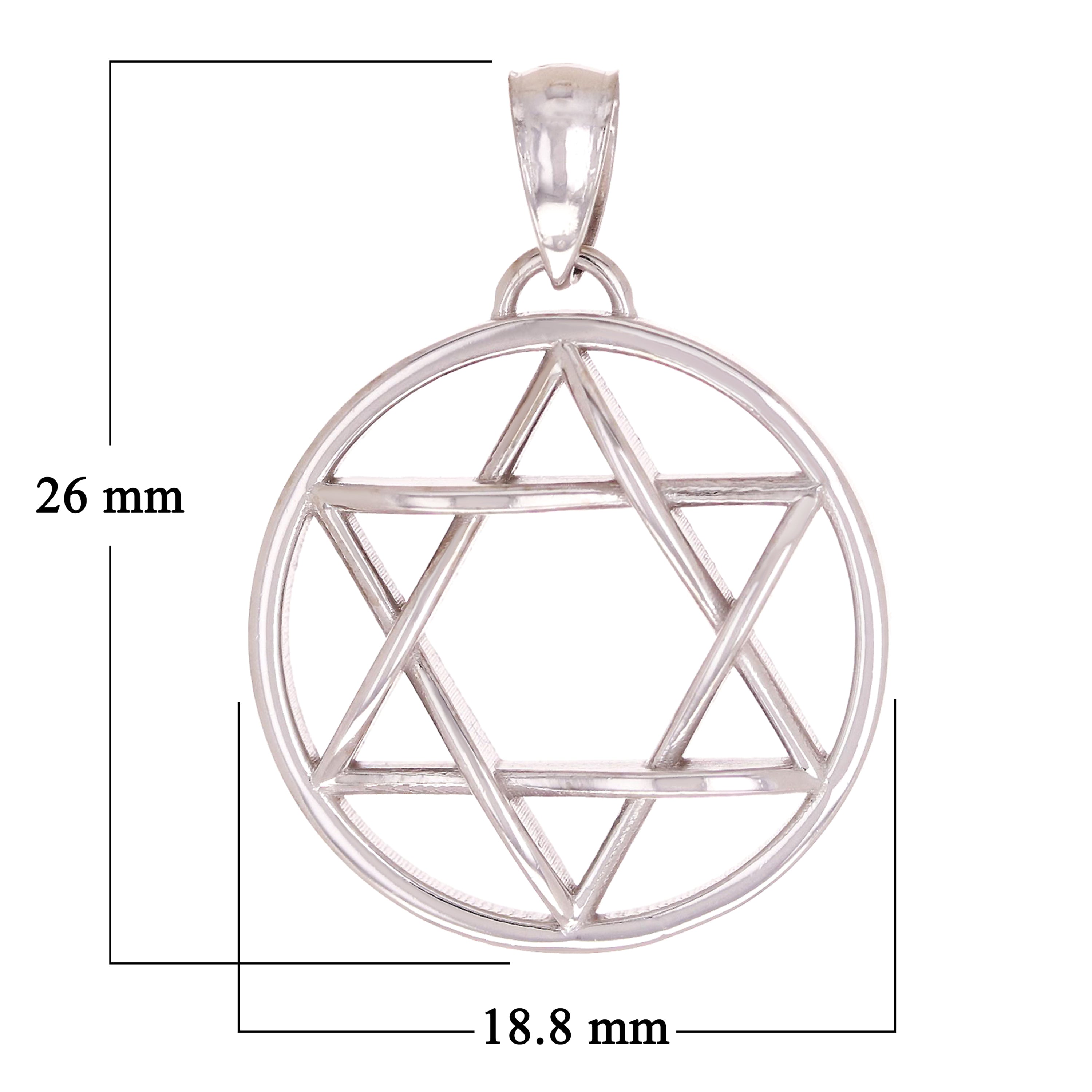 14k White Gold Star of David Medal Charm Pendant 3.4 grams