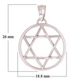 14k White Gold Star of David Medal Charm Pendant 3.4 grams