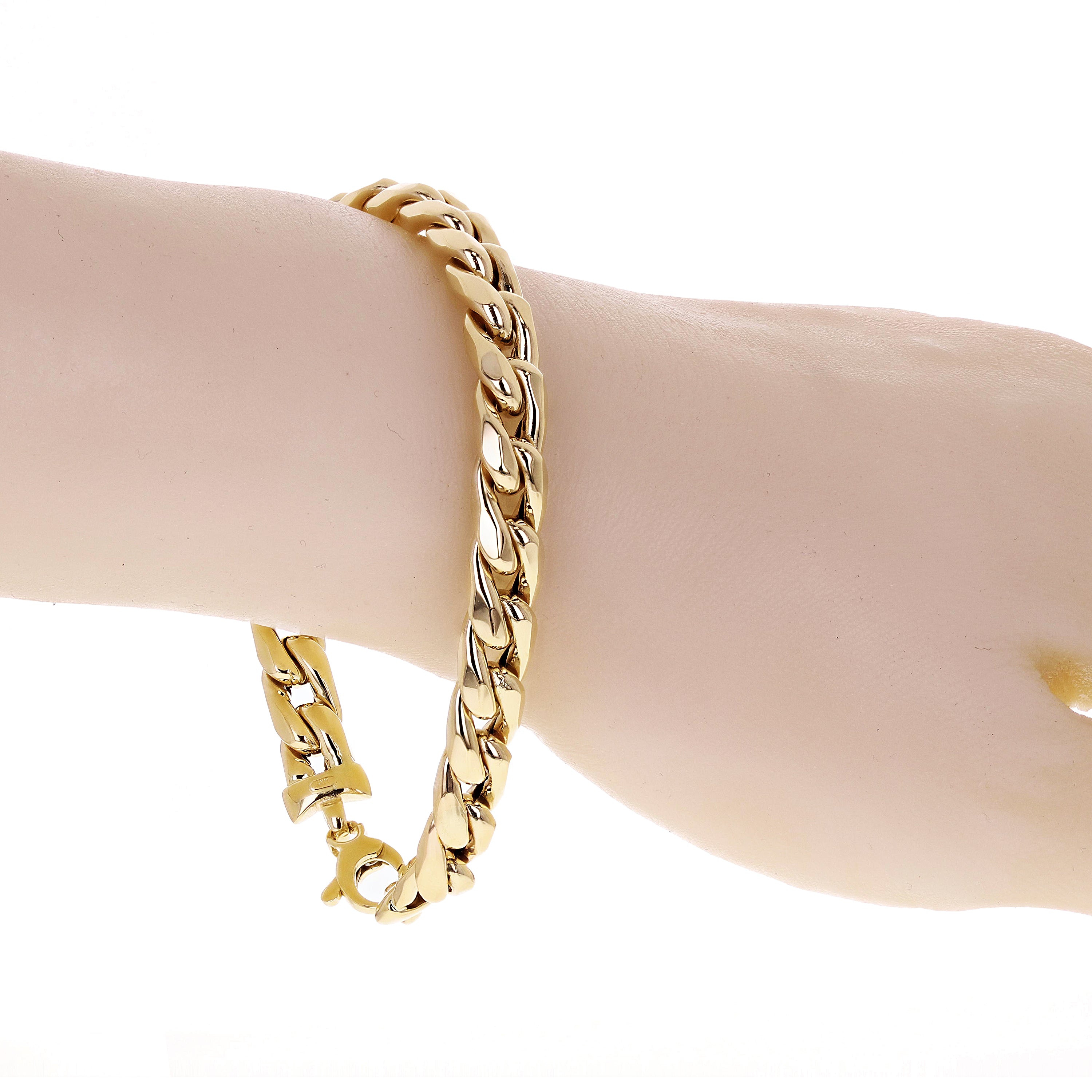 Italian 14k Yellow Gold Hollow Curb Link Bracelet 8.25" 7.8mm 16.2 grams