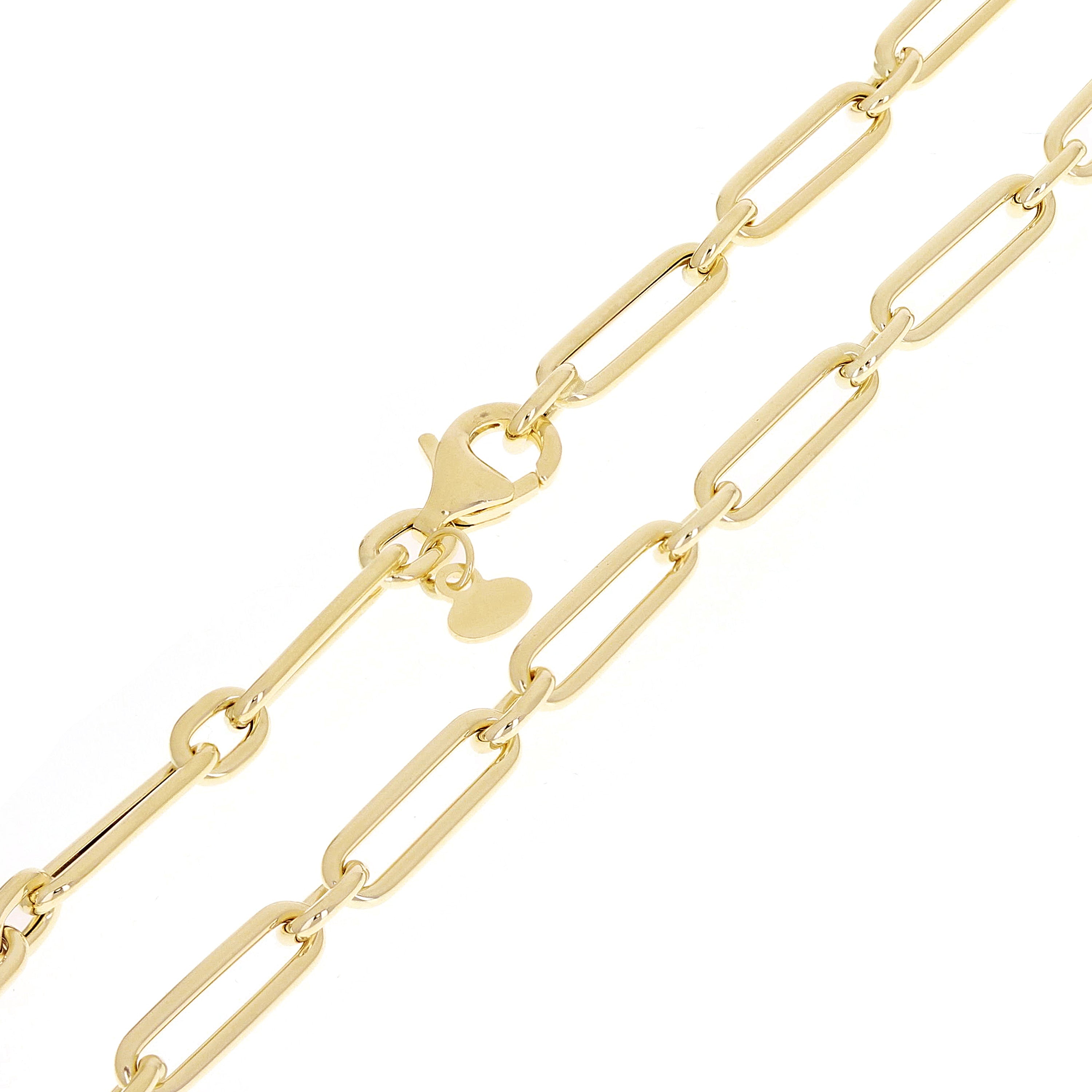 Italian 14k Yellow Gold Hollow Paper Clip Link Necklace 4.2mm 18" 7 grams