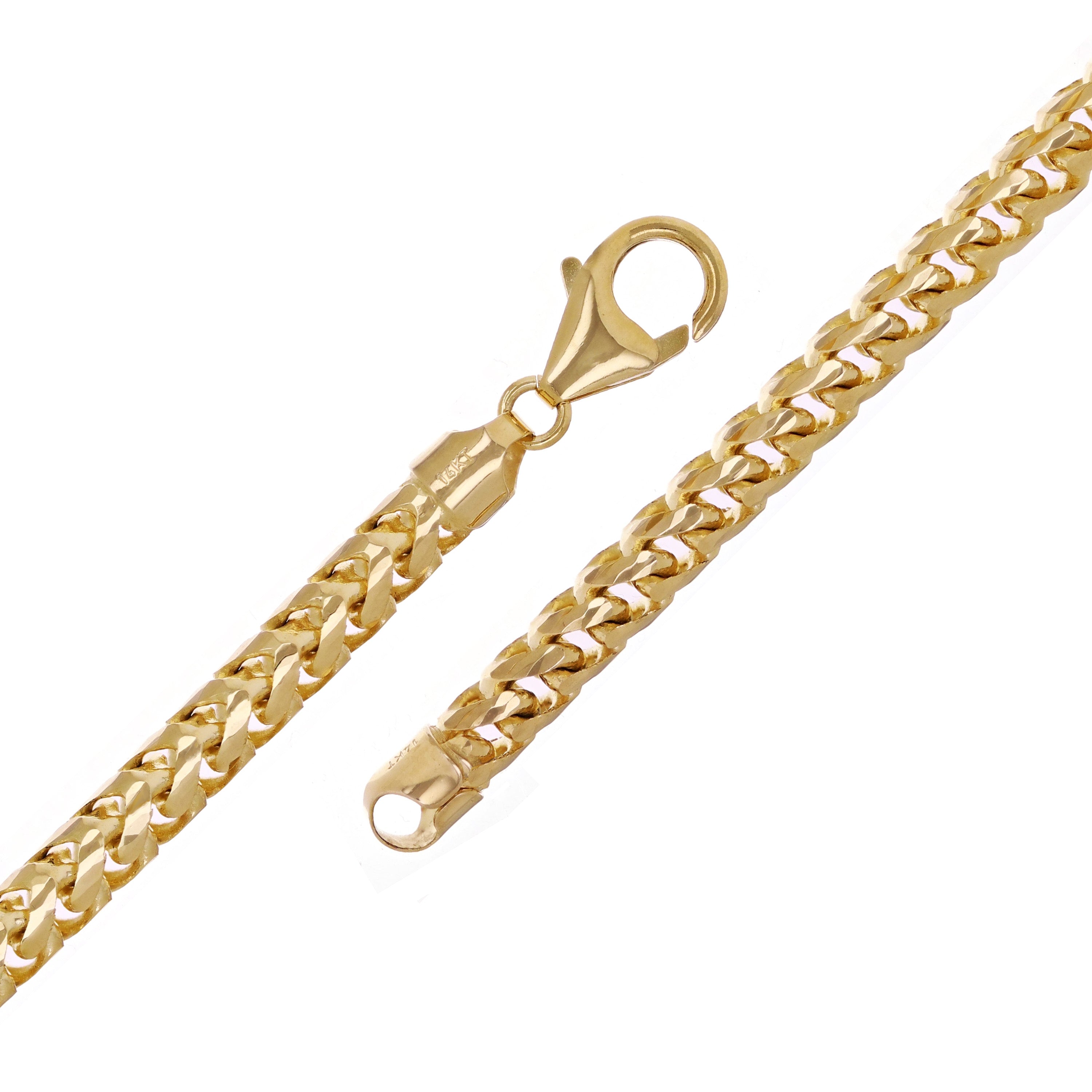 Italian 14k Yellow Gold Diamond Cut Franco Chain Bracelet 5.5mm 8.75" 34.8 grams - 5.5mm 8.75" 34.8 grams