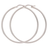 Italian 14k White Gold High Polished Plain 2mm Hollow Hoop Earrings 2" 2.9 grams - White,Size 2" 2.9 grams