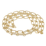 Italian 14k Yellow Gold Hollow Paper Clip Chain Necklace 18" 4.7mm 6.7 grams - 18"