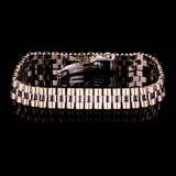 Italian Two- Tone 14k Yellow & White Gold Watch Link Bracelet 8" 11mm 27.8 grams - Yellow and White
