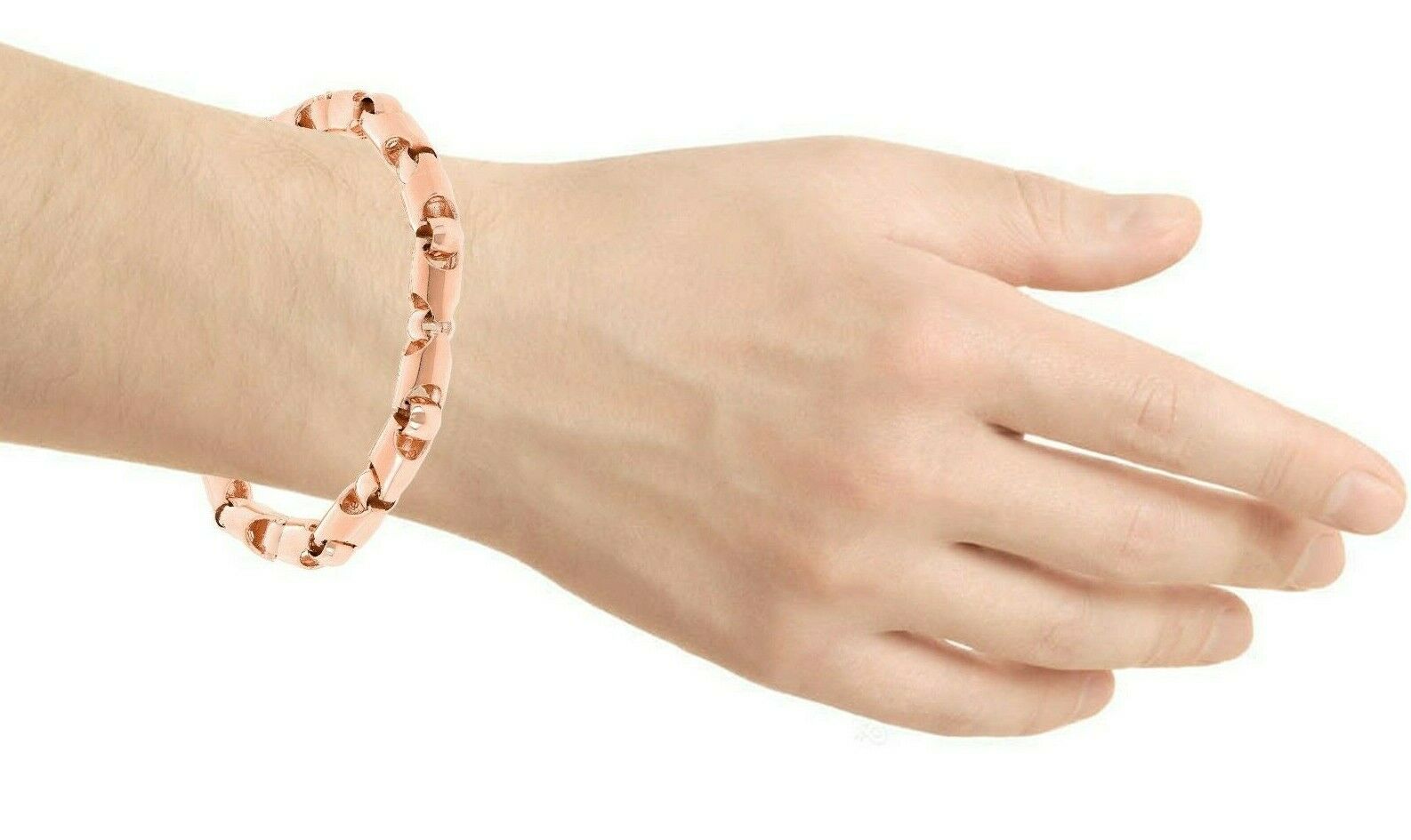 14k Rose Gold Solid Handmade Fashion Link Chain Bracelet 7" 6mm 25.5 grams - Rose,7"