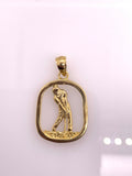14k Yellow Gold Solid Diamond Cut Man Golf Player Charm Pendant 2.5 grams - Yellow