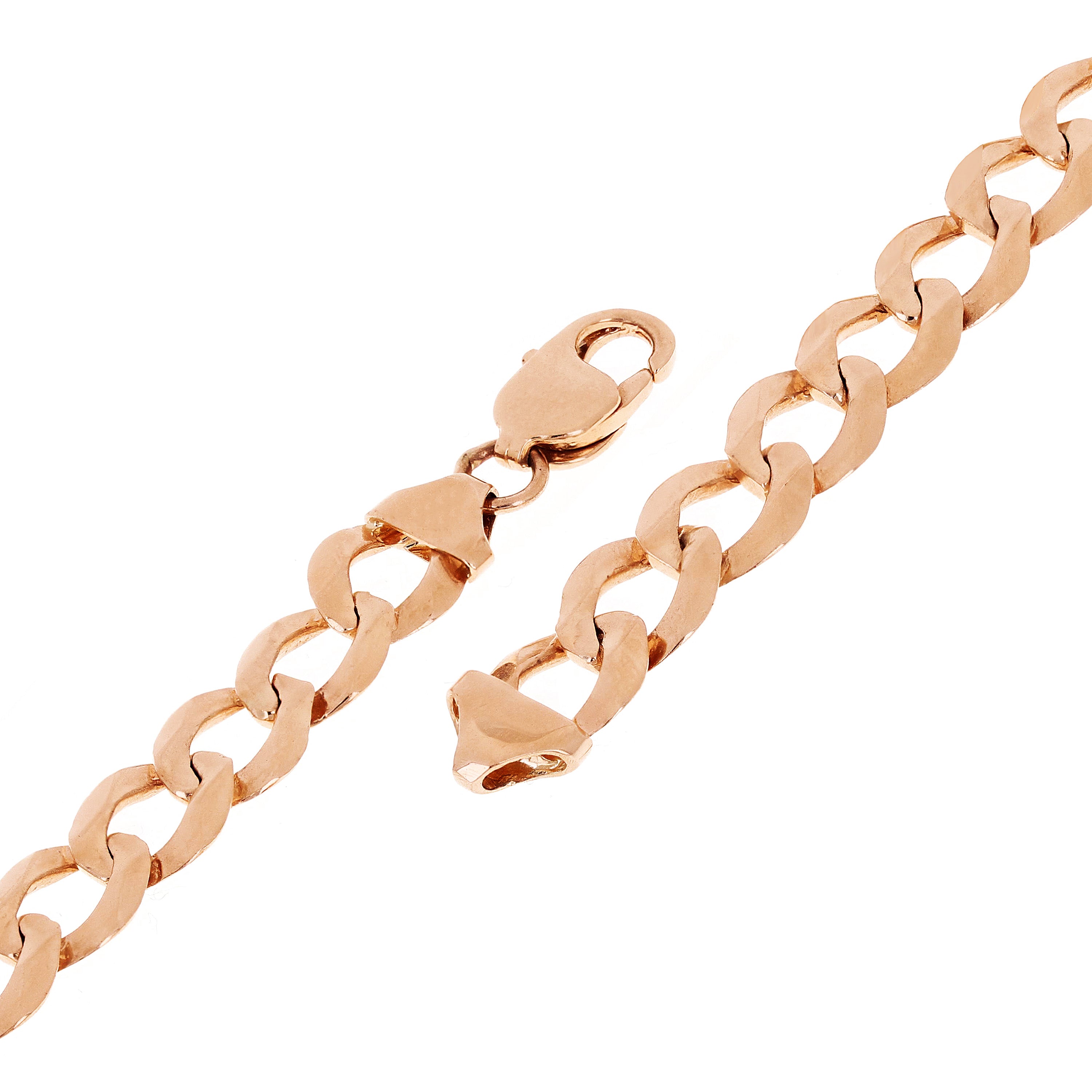 10k Rose Gold Flat Cuban Curb Link Chain Bracelet 8" 9mm 15.2 grams - Rose,8"