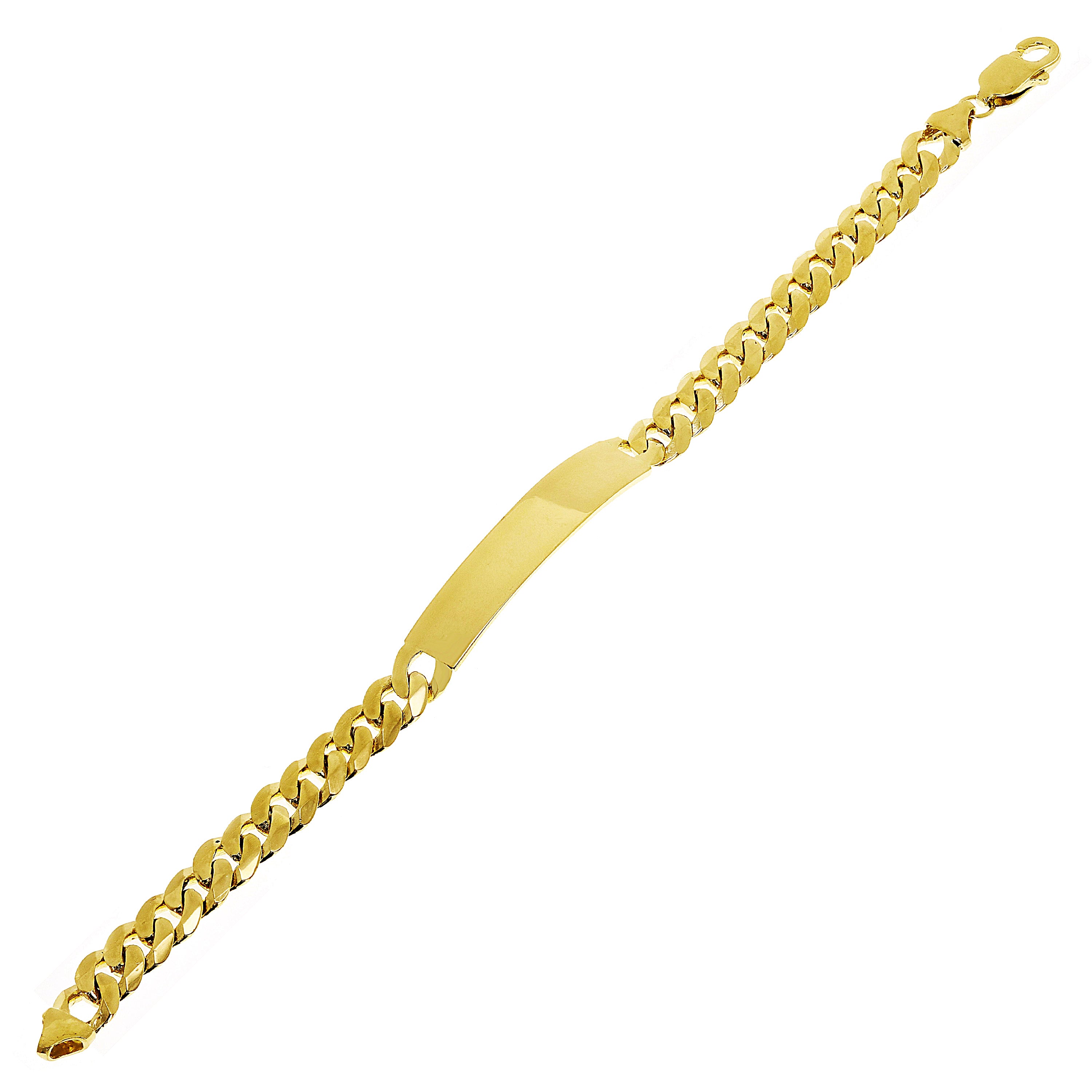 14k Yellow Gold Solid Curb Cuban Link Chain ID Bracelet 7" 10.2mm 19.7 grams - 7"