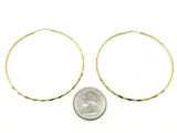 14k Yellow Gold Diamond Cut Round Hoop Earrings 2.6" 1.65mm 5 grams