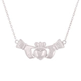 14k White Gold Irish Claddagh Pendant Necklace 20" 3.1 grams - White
