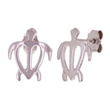 14k White Gold Hawaiian Sea Turtle Stud Earrings 13mm x 10.5mm 1.3 grams - Medium