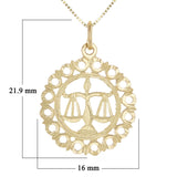14k Yellow or White Gold LIBRA Zodiac Sign Charm Pendant Necklace 18" - Libra,Yellow