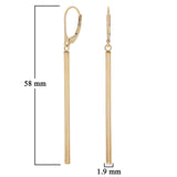 Italian 14k Yellow Gold Vertical Tube Dangle Drop Earrings 2.3" 2.5mm 1.8 grams - Tube Dangle 2.3"