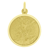 Italian 14k Yellow Gold Round Saint Michael Medal Charm Pendant 1.2" 5.2 grams