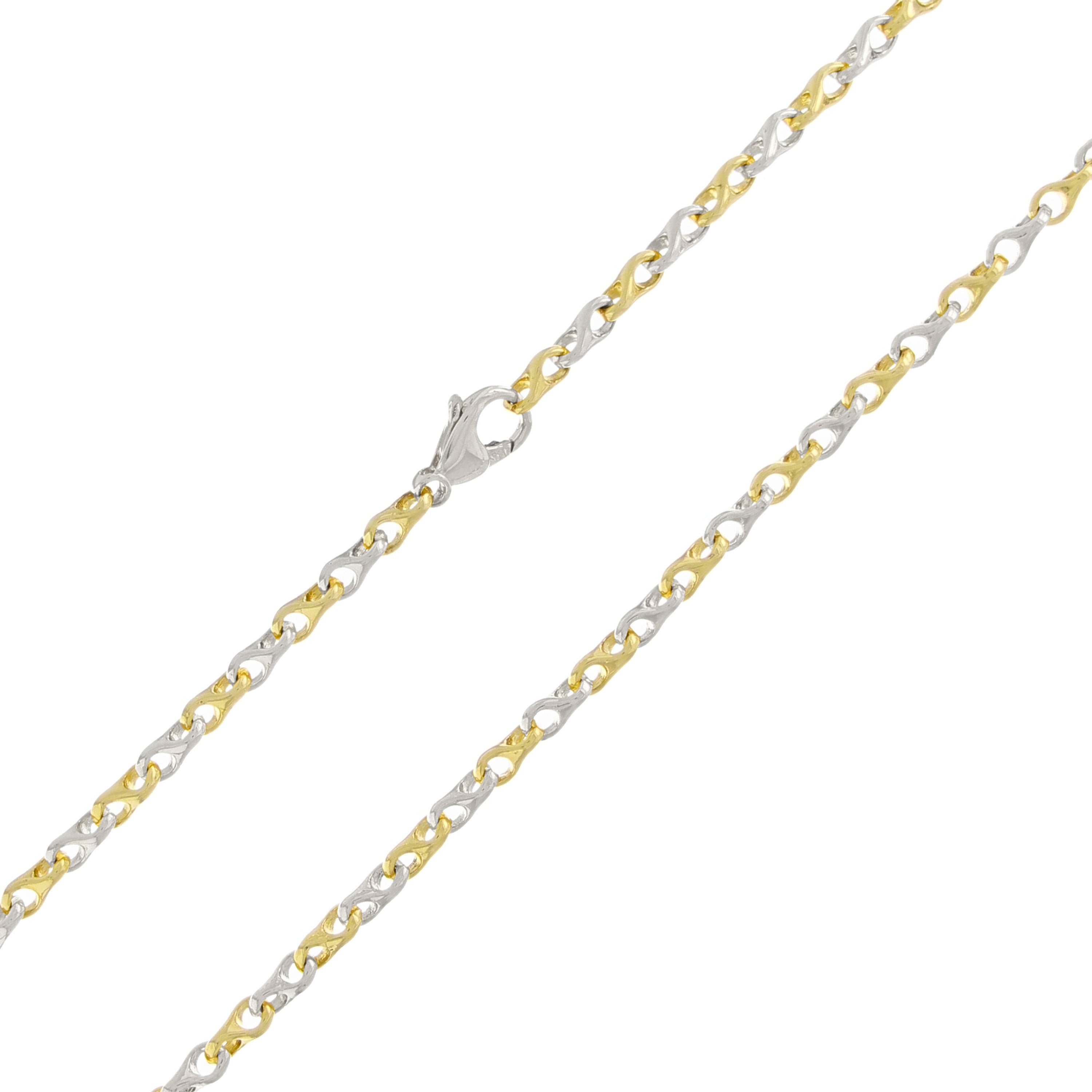 Men's 14k Yellow & White Gold Handmade Fashion Link Necklace 26" 4mm 37 grams - Yellow and White,26"