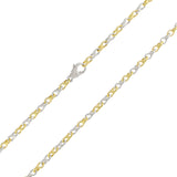Men's 14k Yellow & White Gold Handmade Fashion Link Necklace 26" 4mm 37 grams - Yellow and White,26"