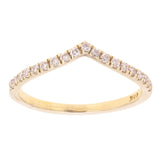 14k Yellow Gold Diamond Chevron Stackable Ring Size 6 - Yellow