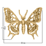 14k Yellow Gold Diamond Cut Butterfly Charm Pendant 2 grams - Yellow