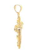 14k Two Tone Gold Jesus Christ Crucifix Filigree Cross Charm Pendant 1.8 grams