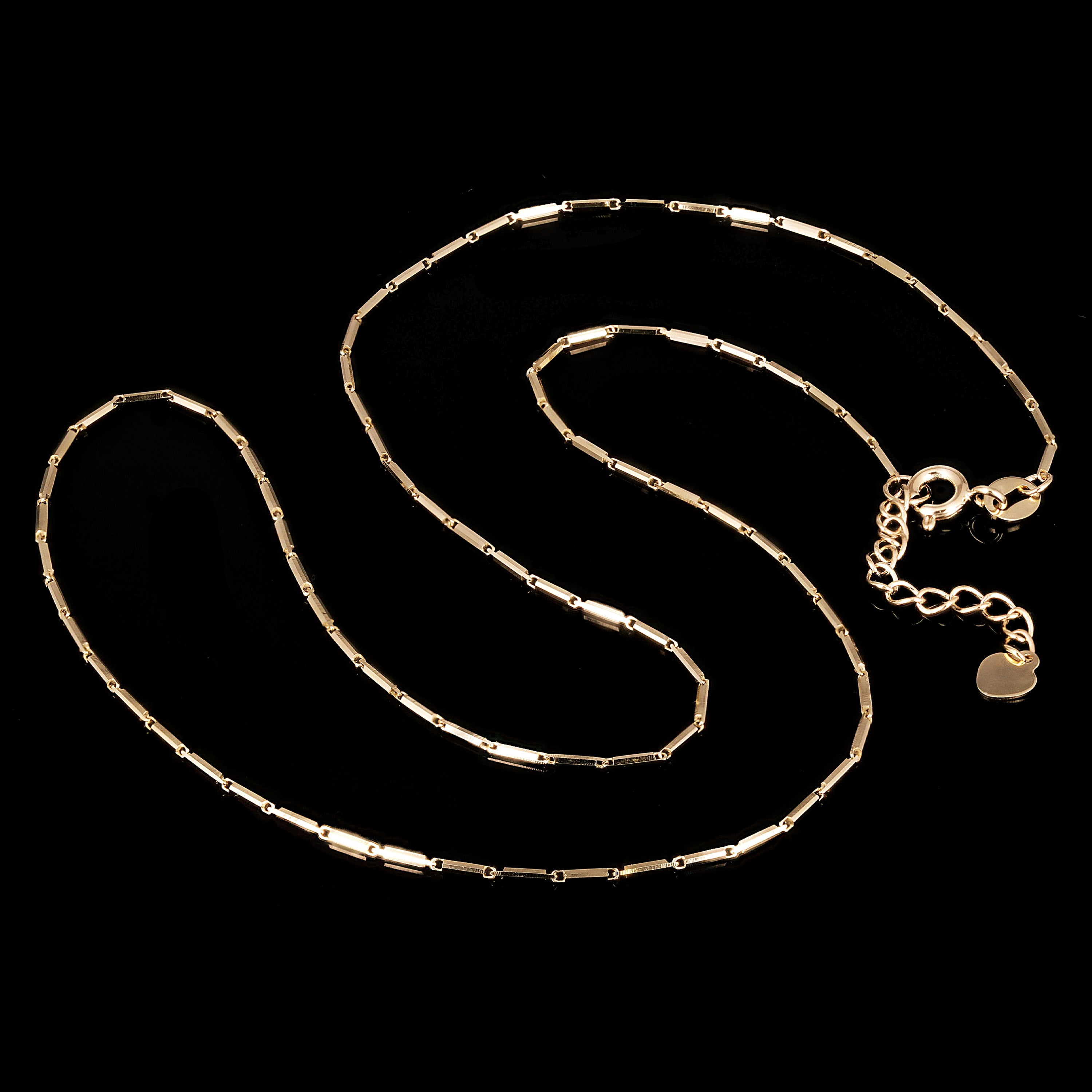 Italian 14k Yellow Gold Bar Link Chain Necklace 16" 0.9mm 3 grams