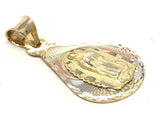 14k Tri Color Gold Virgin Mary Lady of Guadalupe Medal Charm Pendant 23.9mm 1.2g