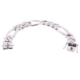 Men's 14k White Gold Solid Heavy Link Figaro Chain Bracelet 8" 17.5mm 107 grams - White,8"