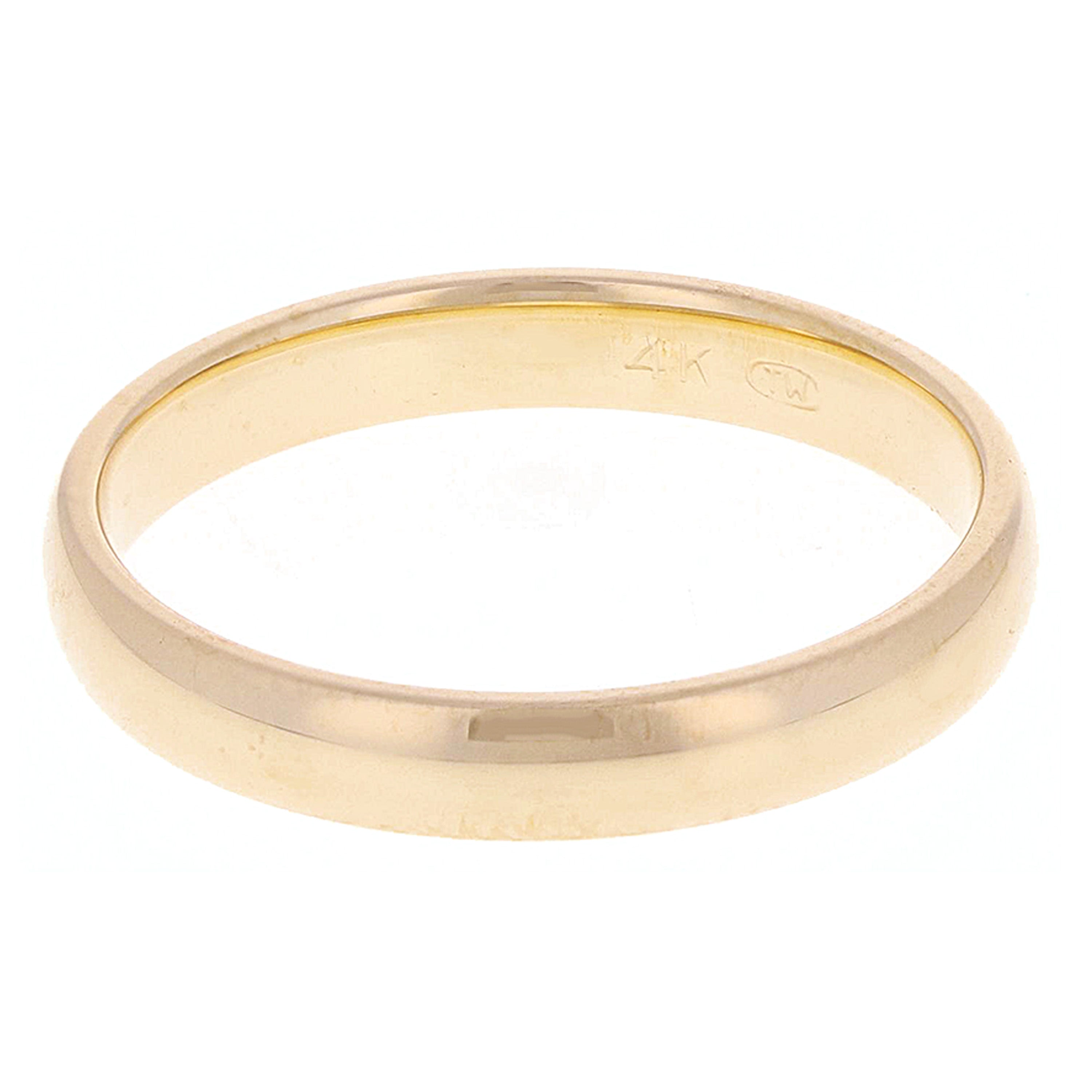 14k Yellow Gold Comfort Fit Plain Wedding Band Ring 3mm Size 13 - Yellow,3mm Ring Size 13