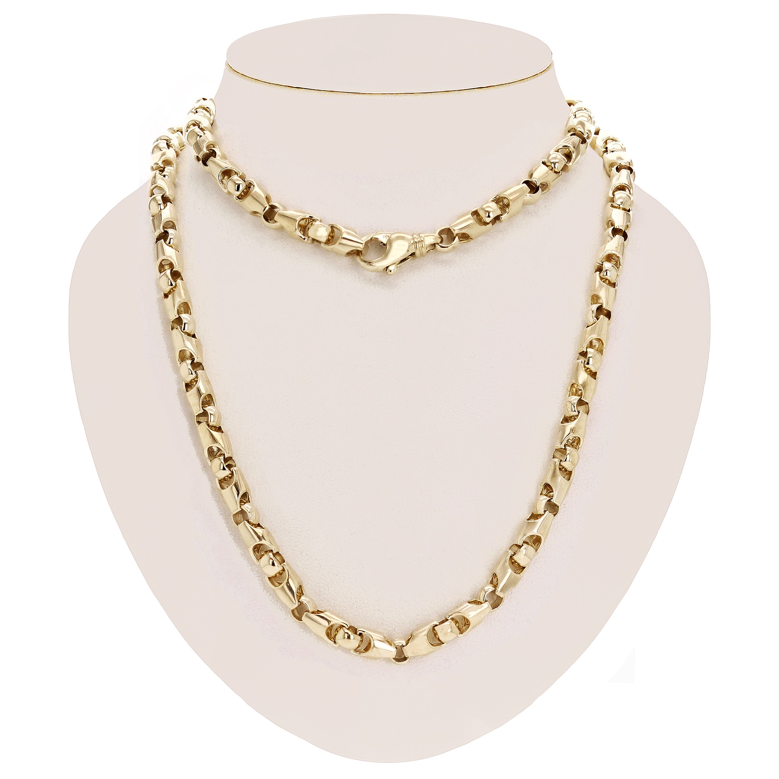 14k Yellow Gold Solid Handmade Bullet Link Chain Necklace 20" 6mm 71.4 grams - 20" 71.4 grams
