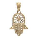 14k Yellow Gold Hand Of Fatima Hamsa Hand Charm Pendant 1 gram - Yellow
