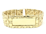 Men's 10k Yellow Gold Solid Nugget ID Bracelet Adjustable 8" 21mm 51.9 grams