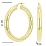 Italian 14k Yellow Gold Hollow High Polished Huggies Hoop Earrings 1.2" 5mm 4.4g