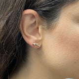 Italian 14k Yellow Gold Bright Shine Pretzel Love Knot Tubular Stud Earrings - Yellow,Small