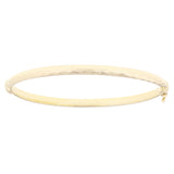 Italian 14k Yellow Gold Polish Faceted Design Hollow Oval Bangle Bracelet 7" 4mm
