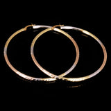 14k Tri Color Gold Diamond Cut Round Hoop Earrings 2.3" 2.5mm 3.6 grams