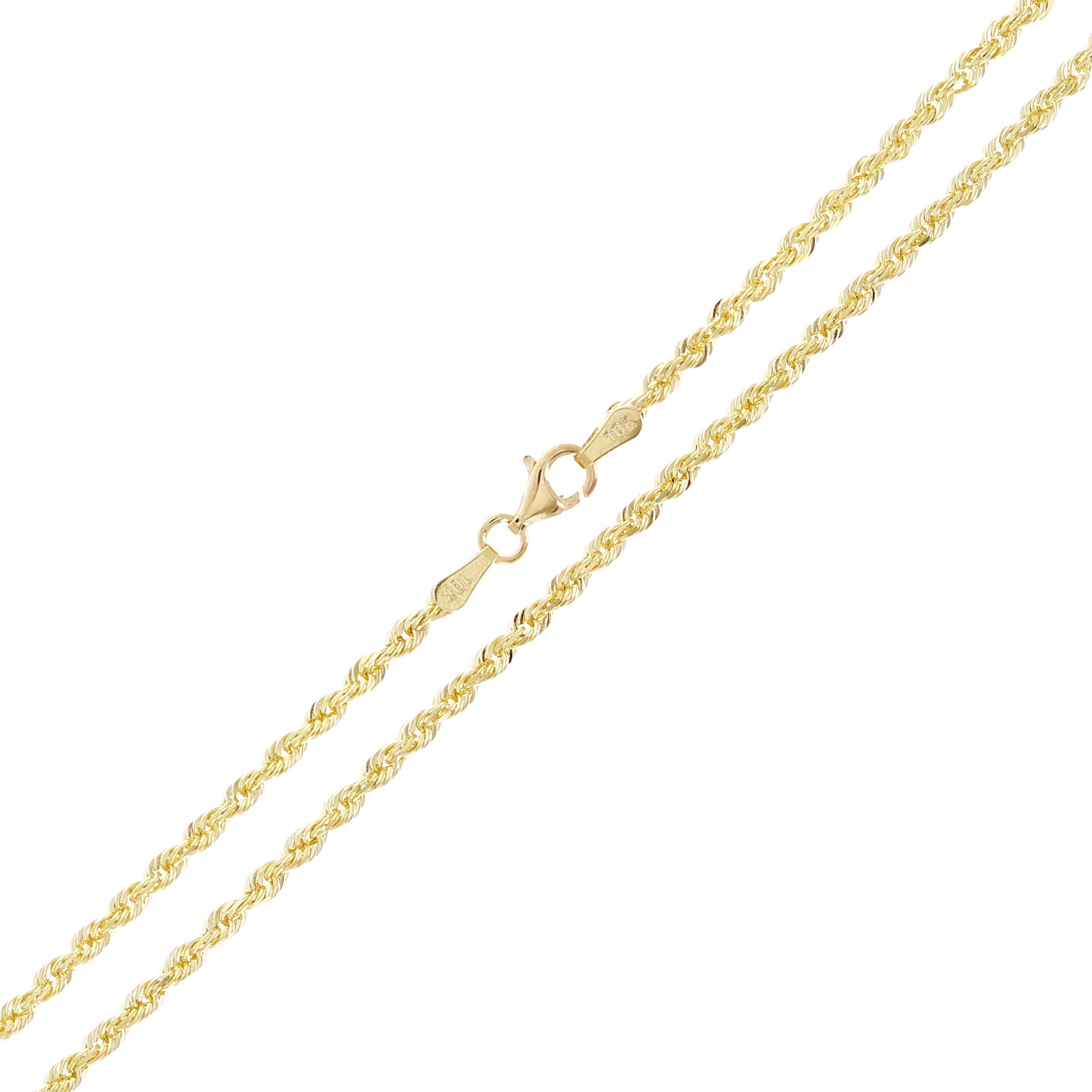 10k Yellow Gold Solid Diamond Cut Rope Chain Necklace 18" - 24" 2.5mm