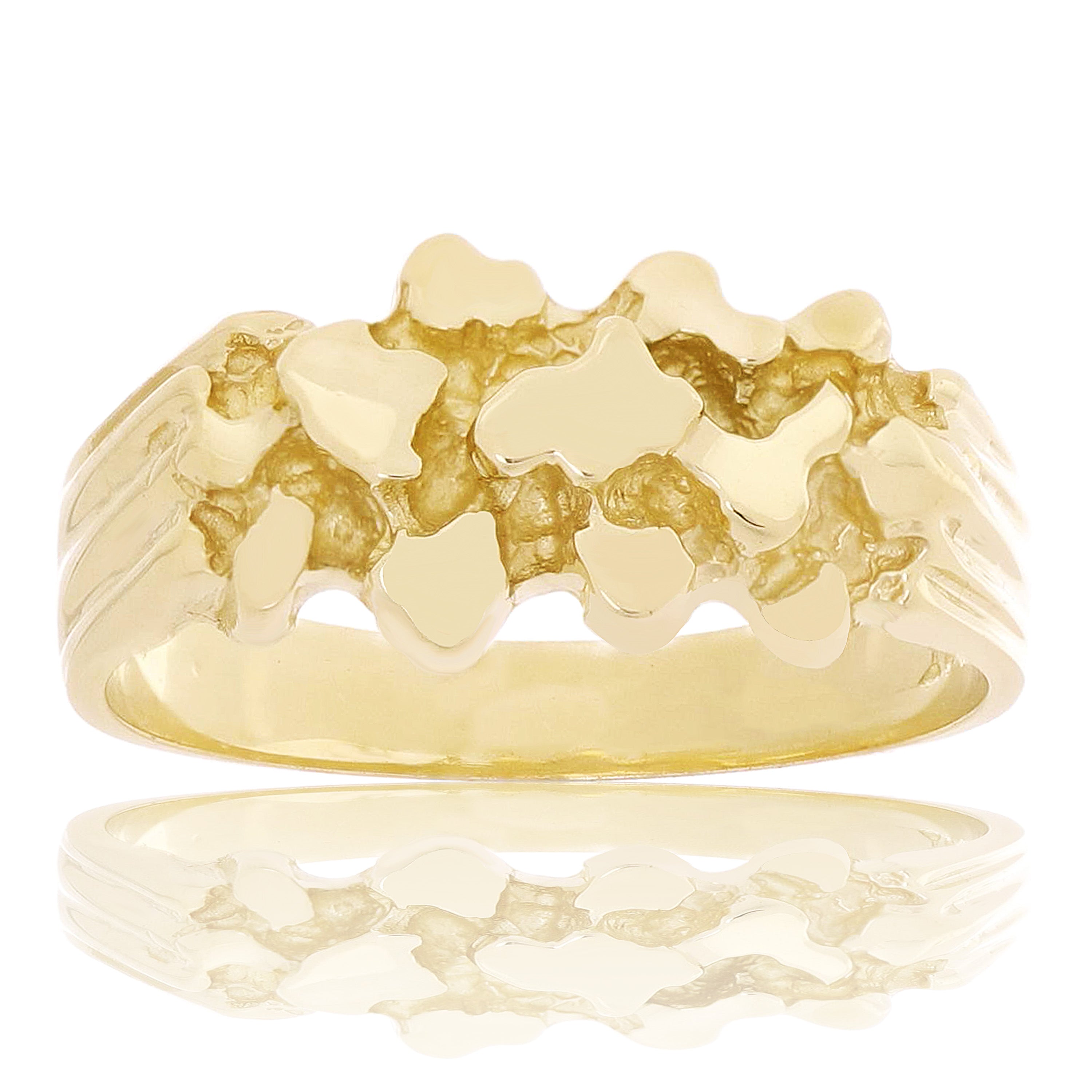 14k Yellow Gold Solid Chunky Nugget Ring Band Size 7.5- 9.4mm 4.4 grams - Ring Size 7.5 4.4 grams