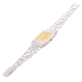 925 Sterling Silver Nugget Band Bracelet Geneve with Diamond Watch 7-7.5" 44g - 7.5" 44 grams