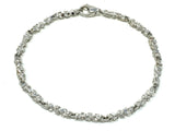 14k White Gold Nugget Bracelet 8" 4mm 10.5 grams - White,8"